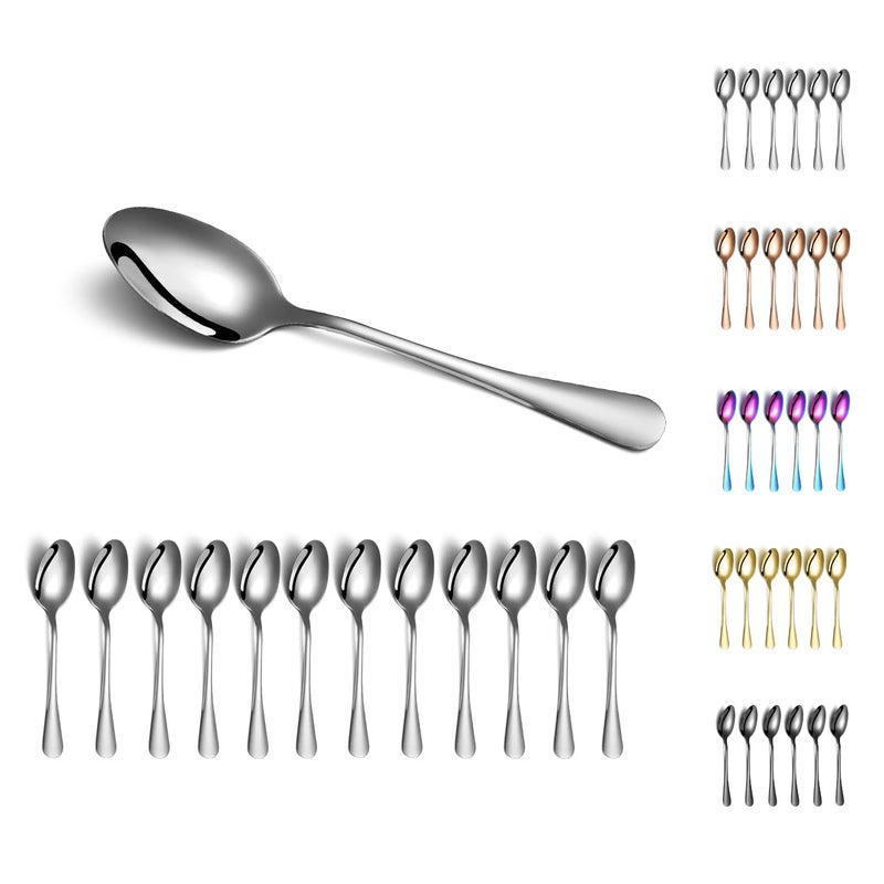 Kyraton 12 Pieces 7.5" Stainless Steel Table and Soup Spoons, Dishwasher Safe Set - Image 1